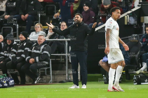 091225 - Swansea City v Portsmouth - Sky Bet Championship - Swansea City manager Vitor Matos reacts on the touchline