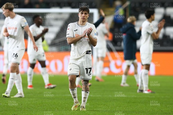 091225 - Swansea City v Portsmouth - Sky Bet Championship - Goncalo Franco of Swansea City at full time