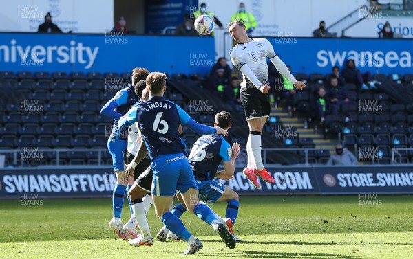 050421 Swansea City v Preston North End, Sky Bet Championship - Connor Roberts of Swansea City tries to head at goal