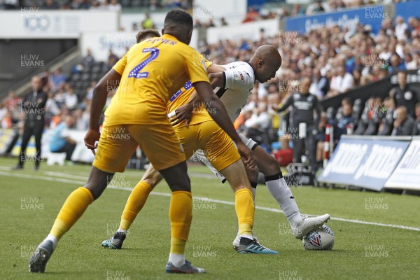 170819 - Swansea City v Preston North End, Sky Bet Championship - Andre Ayew of Swansea City (right) in action 
