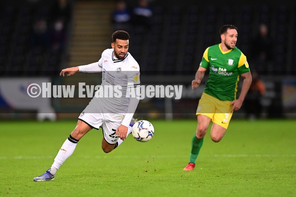 220122 - Swansea City v Preston North End - Sky Bet Championship - Cyrus Christie of Swansea City in action 
