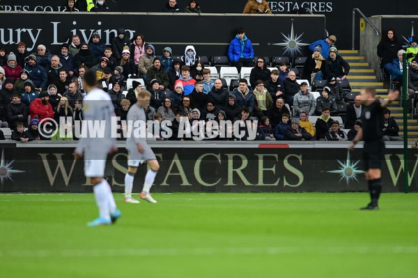 220122 - Swansea City v Preston North End - Sky Bet Championship - Swansea City Fans watch on during the game 