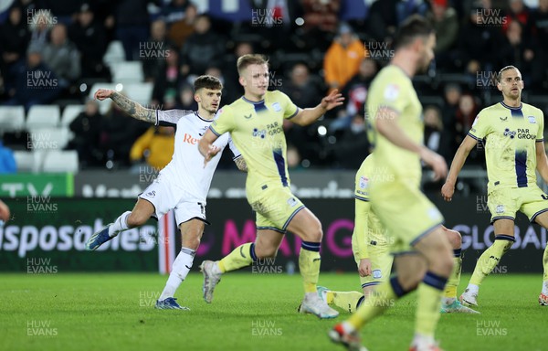 221223 - Swansea City v Preston North End - SkyBet Championship - Jamie Paterson of Swansea City scores their second goal