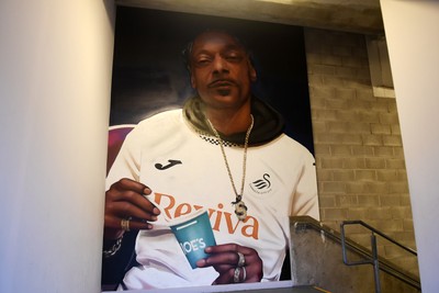 240226 - Swansea City v Preston North End - Sky Bet Championship - A Snoop Dogg Mural in the stadium
