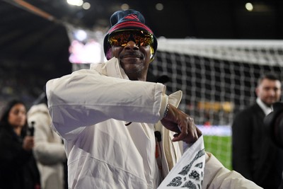 240226 - Swansea City v Preston North End - Sky Bet Championship - Snoop Dogg walks around the pitch before the game