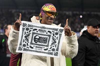 240226 - Swansea City v Preston North End - Sky Bet Championship - Snoop Dogg walks around the pitch before the game