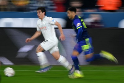 240226 - Swansea City v Preston North End - Sky Bet Championship - Goncalo Franco of Swansea City