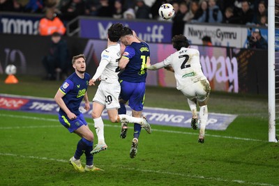 240226 - Swansea City v Preston North End - Sky Bet Championship - Liam Cullen of Swansea City scores a goal