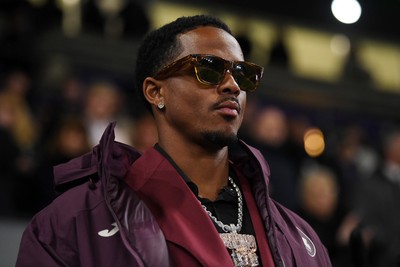 240226 - Swansea City v Preston North End - Sky Bet Championship - Snoop Dogg’s Son, Cordell Broadus watches on at full time