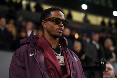 240226 - Swansea City v Preston North End - Sky Bet Championship - Snoop Dogg’s Son, Cordell Broadus watches on at full time