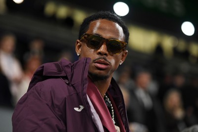 240226 - Swansea City v Preston North End - Sky Bet Championship - Snoop Dogg’s Son, Cordell Broadus watches on at full time