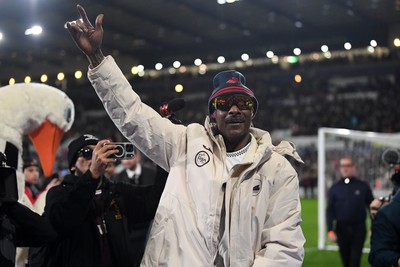 240226 - Swansea City v Preston North End - Sky Bet Championship - Snoop Dogg walks around the pitch before the game