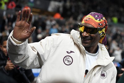 240226 - Swansea City v Preston North End - Sky Bet Championship - Snoop Dogg walks around the pitch before the game