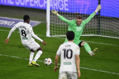 240226 - Swansea City v Preston North End - Sky Bet Championship - Malick Yalcouye of Swansea City goes close