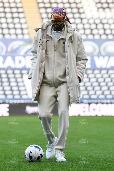 240226 - Swansea City v Preston North End - Sky Bet Championship - Picture shows Swansea City Majority Shareholder Snoop Dogg on his visit to the SwanseaCom Stadium being taken on a tour of the pitch