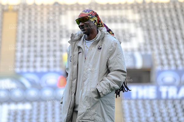 240226 - Swansea City v Preston North End - Sky Bet Championship - Picture shows Swansea City Majority Shareholder Snoop Dogg on his visit to the SwanseaCom Stadium being taken on a tour of the pitch