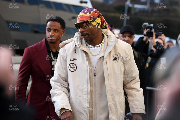 240226 - Swansea City v Preston North End - Sky Bet Championship - Picture shows Swansea City Majority Shareholder Snoop Dogg arriving at the Swanseacom Stadium