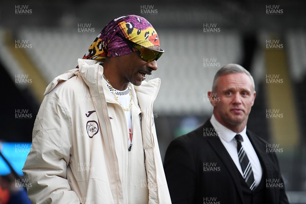 240226 - Swansea City v Preston North End - Sky Bet Championship - Picture shows Swansea City Majority Shareholder Snoop Dogg on his visit to the SwanseaCom Stadium being taken on a tour of the pitch