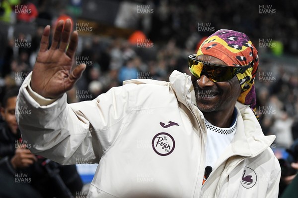 240226 - Swansea City v Preston North End - Sky Bet Championship - Snoop Dogg walks around the pitch before the game