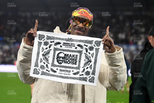 240226 - Swansea City v Preston North End - Sky Bet Championship - Snoop Dogg walks around the pitch before the game