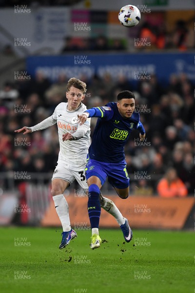 240226 - Swansea City v Preston North End - Sky Bet Championship - Ethan Galbraith of Swansea City