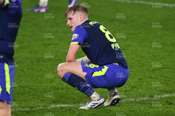 240226 - Swansea City v Preston North End - Sky Bet Championship - Dejected Ali McCann of Preston at full time