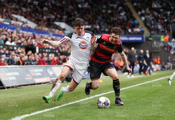 010424 - Swansea City v Queens Park Rangers - SkyBet Championship - Josh Key of Swansea is challenged by Paul Smyth of QPR 