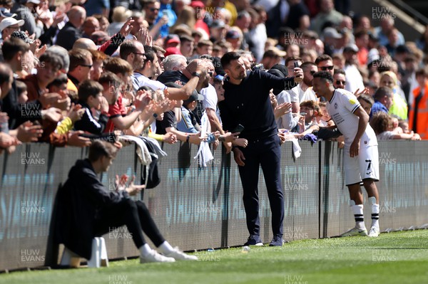 070522 - Swansea City v Queens Park Rangers - SkyBet Championship - Swansea City Manager Russell Martin has a selfie with fans