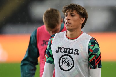 221025 - Swansea City v Queens Park Rangers - Sky Bet Championship - Goncalo Franco of Swansea City warming up before game