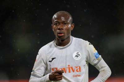 221025 - Swansea City v Queens Park Rangers - Sky Bet Championship - Malick Yalcouye of Swansea City shown the red card and sent off during game