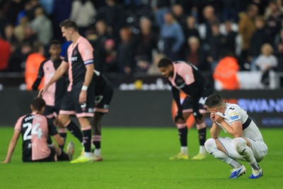 221025 - Swansea City v Queens Park Rangers - Sky Bet Championship - Zan Vipotnik of Swansea City after the game 