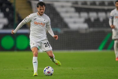 221025 - Swansea City v Queens Park Rangers - Sky Bet Championship - Liam Cullen of Swansea City
