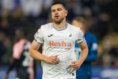 221025 - Swansea City v Queens Park Rangers - Sky Bet Championship - Zan Vipotnik of Swansea City