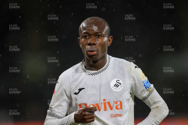 221025 - Swansea City v Queens Park Rangers - Sky Bet Championship - Malick Yalcouye of Swansea City shown the red card and sent off during game