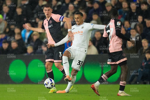 221025 - Swansea City v Queens Park Rangers - Sky Bet Championship - Adam Idah of Swansea City 