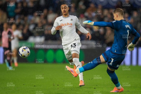 221025 - Swansea City v Queens Park Rangers - Sky Bet Championship - Adam Idah of Swansea City 