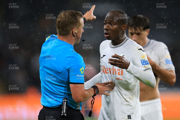 221025 - Swansea City v Queens Park Rangers - Sky Bet Championship - Malick Yalcouye of Swansea City is shown the red card and sent off
