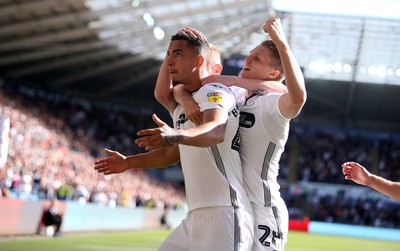 290918 - Swansea City v Queens Park Rangers - SkyBet Championship - Courtney Baker-Richardson celebrates scoring a goal with George Byers of Swansea City