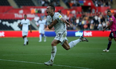 290918 - Swansea City v Queens Park Rangers - SkyBet Championship - Connor Roberts of Swansea City celebrates scoring a goal