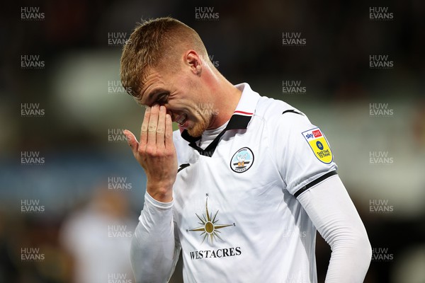 181022 - Swansea City v Reading - SkyBet Championship - Jay Fulton of Swansea City after going down injured