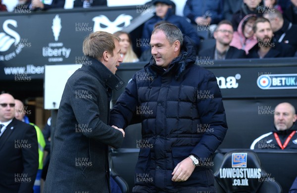 271018 - Swansea City v Reading - SkyBet Championship - Swansea City manager Graham Potter and Reading manager Paul Clement