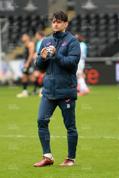 130424 - Swansea City v Rotherham United - Sky Bet Championship - Charlie Patino of Swansea City applauds fans at the end of the game