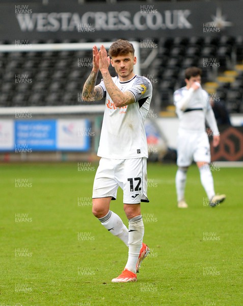 130424 - Swansea City v Rotherham United - Sky Bet Championship - Jamie Paterson of Swansea City applauds fans at the end of the game