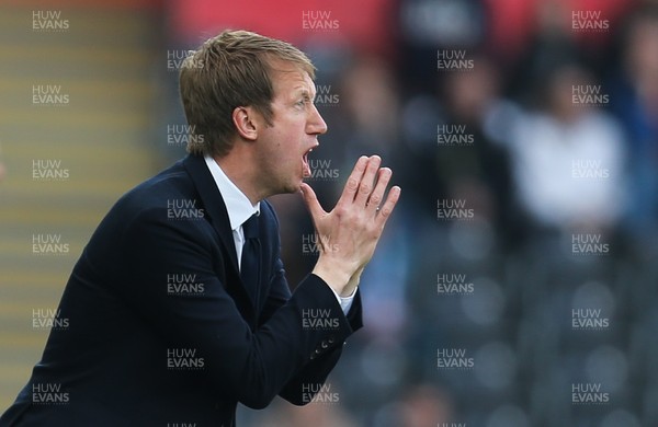190419 - Swansea City v Rotherham United, Sky Bet Championship - Swansea City manager Graham Potter shouts instructions to his players during the match