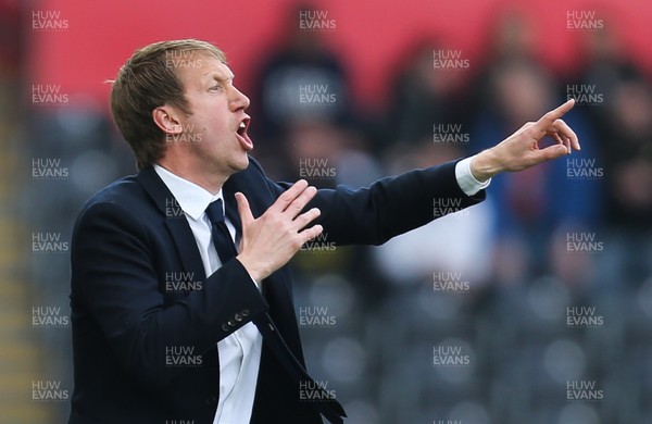 190419 - Swansea City v Rotherham United, Sky Bet Championship - Swansea City manager Graham Potter shouts instructions to his players during the match