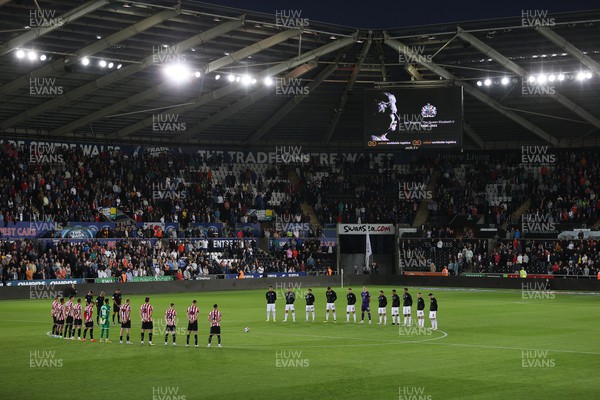 130922 - Swansea City v Sheffield United - SkyBet Championship - A minute silence is observed in memory of her majesty the Queen, Elizabeth II before kick off