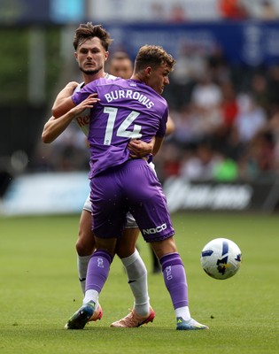 160825 - Swansea City v Sheffield United - SkyBet Championship - Liam Cullen of Swansea City is tackled by Harrison Burrows of Sheffield United 