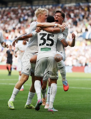 160825 - Swansea City v Sheffield United - SkyBet Championship - Ronald of Swansea City celebrates scoring a goal with team mates