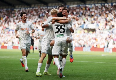160825 - Swansea City v Sheffield United - SkyBet Championship - Ronald of Swansea City celebrates scoring a goal with team mates