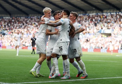 160825 - Swansea City v Sheffield United - SkyBet Championship - Ronald of Swansea City celebrates scoring a goal with team mates